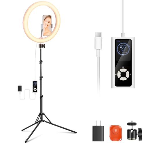 NEEWER 12インチ LEDリングライト スマホ用 30W 高出力 撮影用ライト 180cm三脚スタンドとスマホホルダー付属 バイカラー 2900K-7000K 調光可能 CRI97+ 3290lux/0.5m 12シーン効果 女優ライト 473d5709