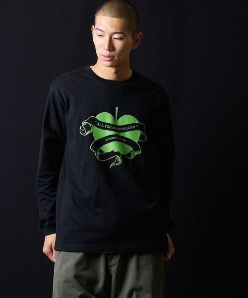新品未使用 NUMBER (9)INE APPLE PRINTED CLASSIC L/S T-SHIRT / ナンバーナイン アップル ロゴプリント クラシック ロンT 長袖 ブラック トップス コットン Mサイズ 管理番号：380A-2200