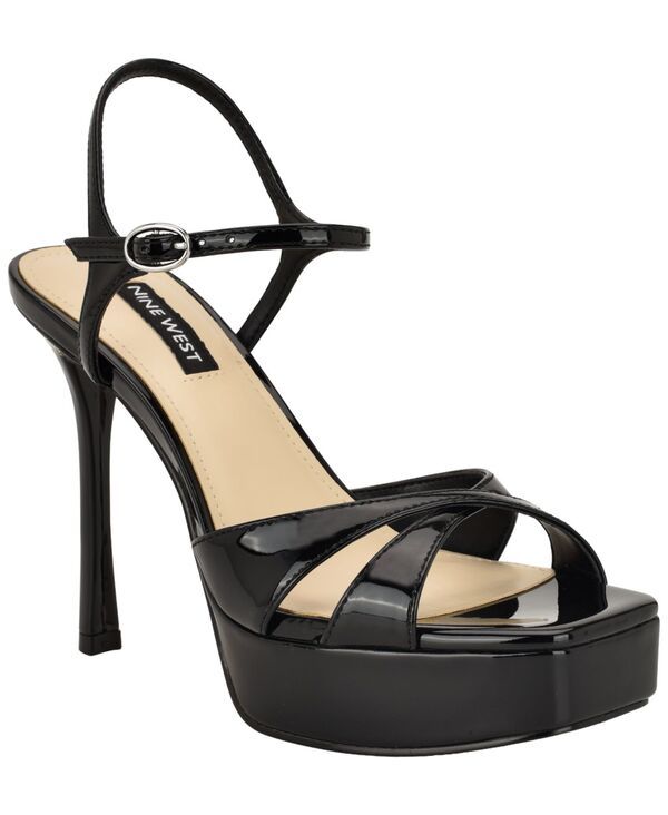 ナインウェスト レディース シューズ サンダル Nine West Womens Tatesquare Toe High Stiletto Sandals Black Patent ブラック