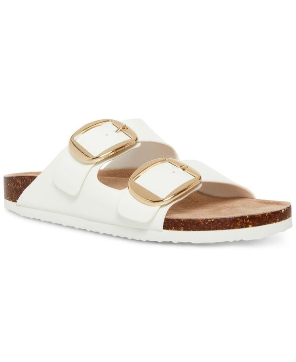 マッデンガール レディース シューズ サンダル Madden Girl Bodie Buckle Footbed Slide Sandals White Box Patent ホワイト