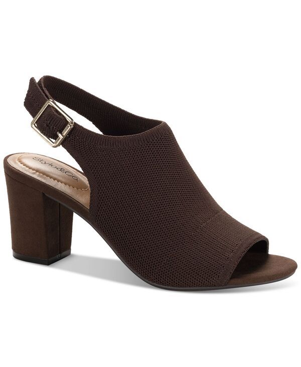 スタイルアンドコー レディース シューズ サンダル ニット ヒール Style Co Womens Peyyton Slingbacknit Dress Block Heel Shooties Cho
