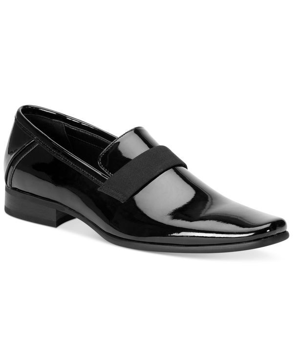 カルバンクライン メンズ シューズ ドレスシューズ ローファー Calvin Klein Mens Bernard Patent Slipon Loafer Black Patent ブラック