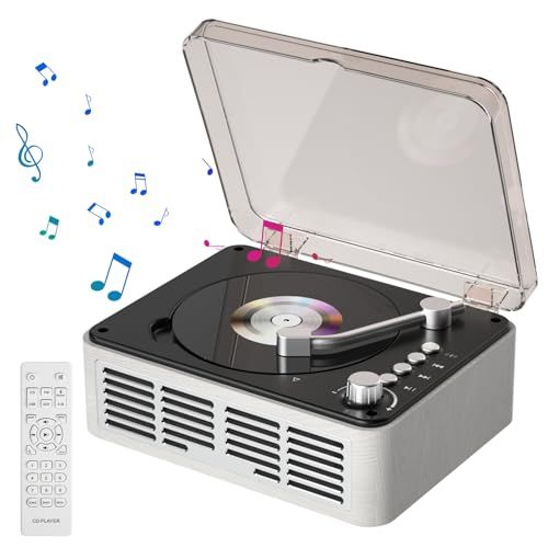 【新品】Gueray CDプレーヤー Bluetooth5.0 受信＆送信 レトロ ステレオスピーカー内蔵 CDプレイヤー CDラジカセ 卓上置き 一機多用 USB/FM/AUX A-Bリピート ポータブル リモコン付き 睡眠モード 語学学習 869c8129