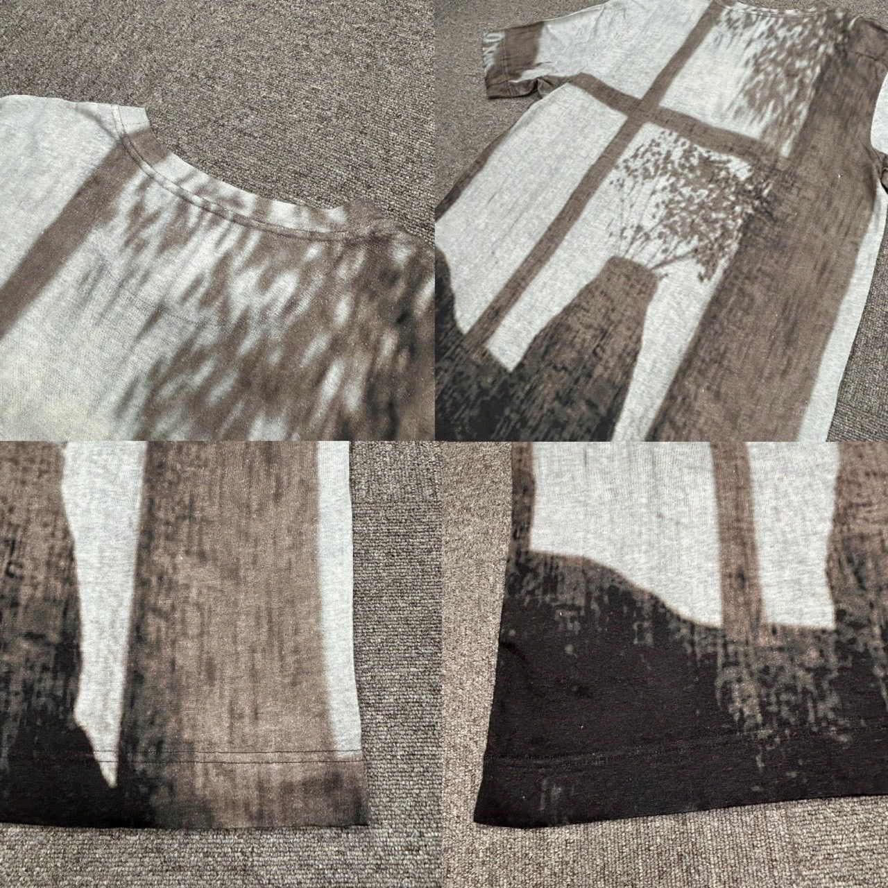 FENDI フェンディ Tシャツ ロゴ エンボス ブラウン XL 麻 グレー 