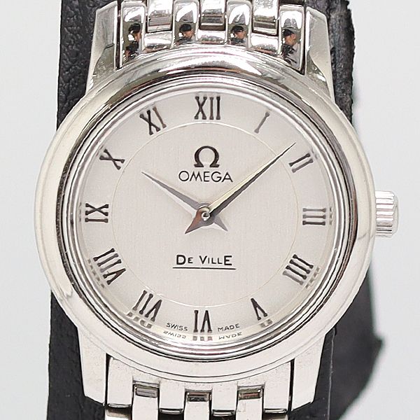 良品 稼動 箱付 オメガ デビル QZ シルバー文字盤 レディース腕時計 2000000 6JWY KZK ABC25134