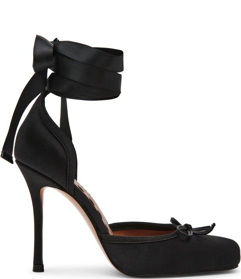 スティーブ マデン レディース シューズ ヒール サテン レース Steve Madden Larina Satin Ballet Square Toe Stiletto Lace Up Dress