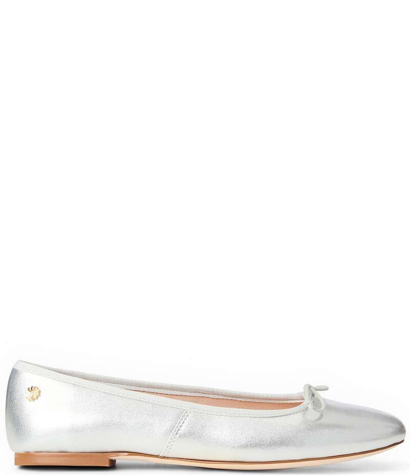 ジャックロジャース レディース シューズ パンプス レザー Jack Rogers Bettie Leather Bow Ballet Flats Silver シルバー