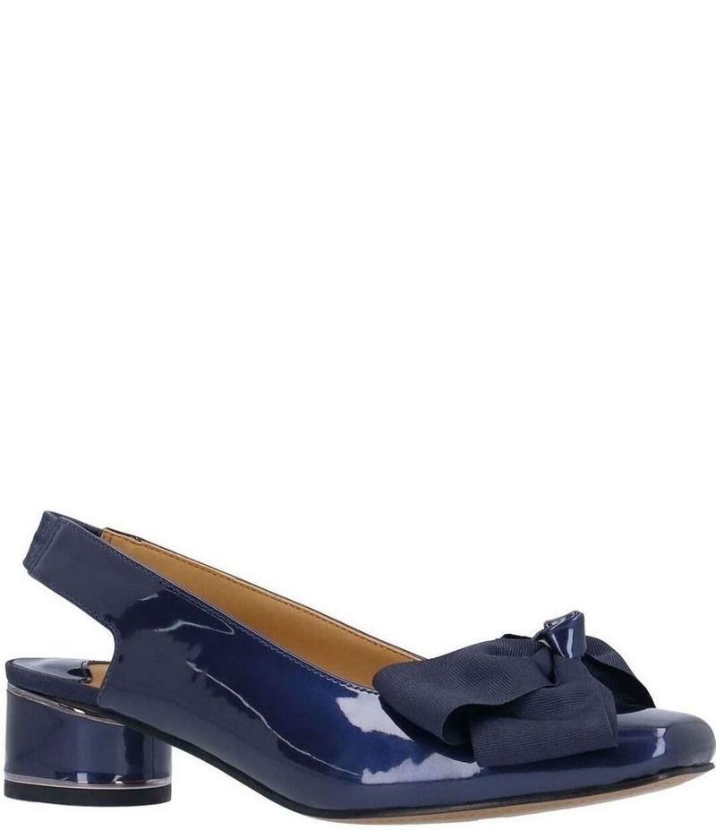 ジェイレニー レディース シューズ ヒール J Renee Lazule Patent Grosgrain Bow Sling Pumps Navy ネイビー
