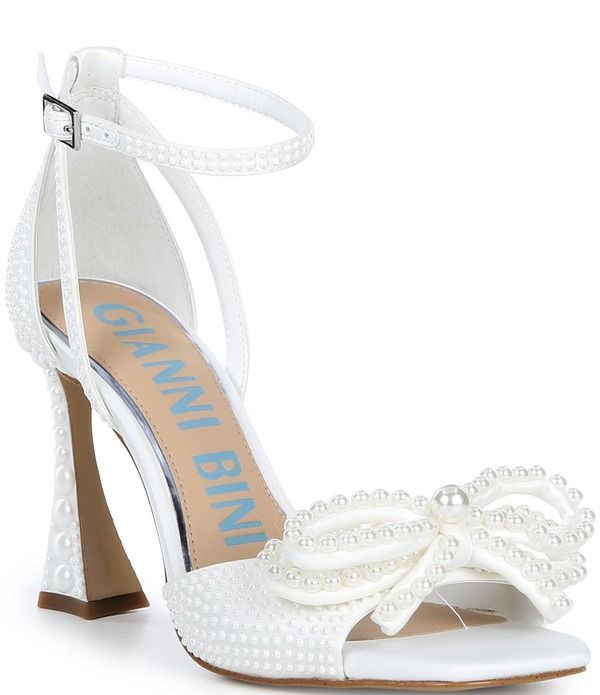 ジャンビニ レディース シューズ サンダル サテン アンクル Gianni Bini Bridal Collection Lennon Satin Pearl Bow Ankle Strap Dres