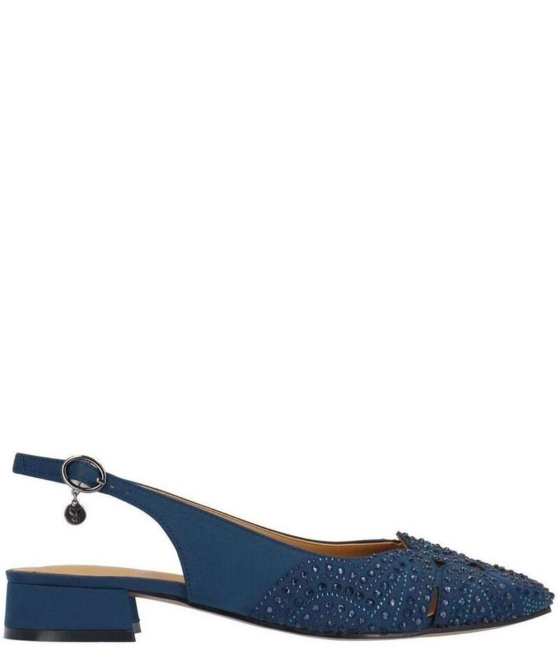 ジェイレニー レディース シューズ ヒール J Renee Nicolette Fabric Rhinestone Slingback Pumps Navy ネイビー