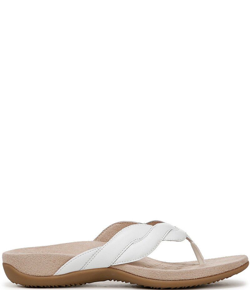 バイオニック レディース シューズ パンプス サンダル レザー Vionic Bella Braid Leather Thong Sandals White ホワイト