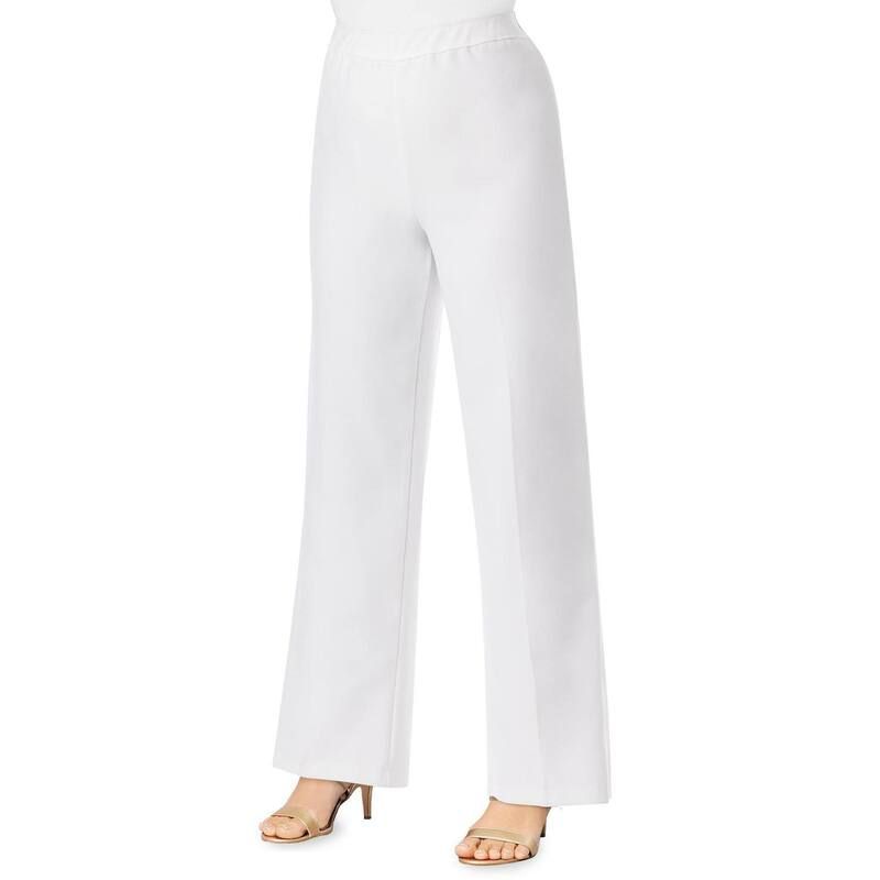ロアマンズ レディース ボトムス カジュアルパンツ ワイドレッグ プラスサイズ Roamans Womens Plusize Wide Leg Bend Over Pant White ホワイト