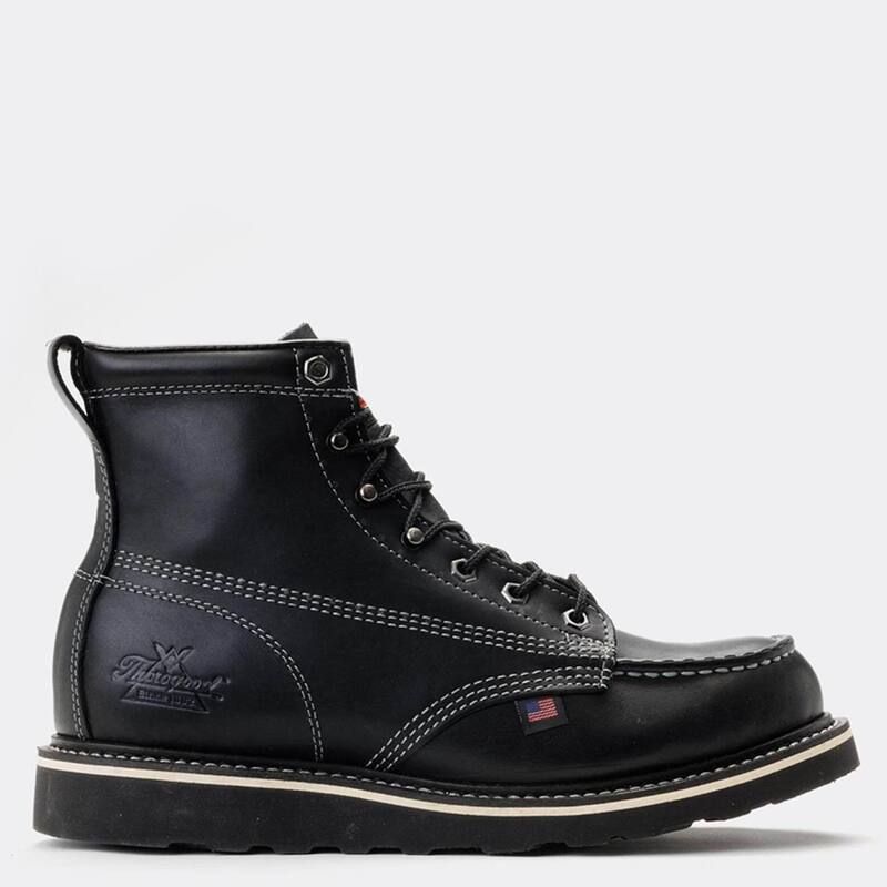 ソログッド メンズ シューズ ブーツ・レインブーツ Thorogood Mens American Heritage Mid Night Series 6 Inch Black Moc Toe Bla