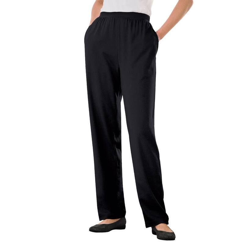 ウーマン ウィズイン レディース ボトムス カジュアルパンツ プラスサイズ ニット Woman Within Plusize 7Day Knit StraightLeg PullOn Pants Bl