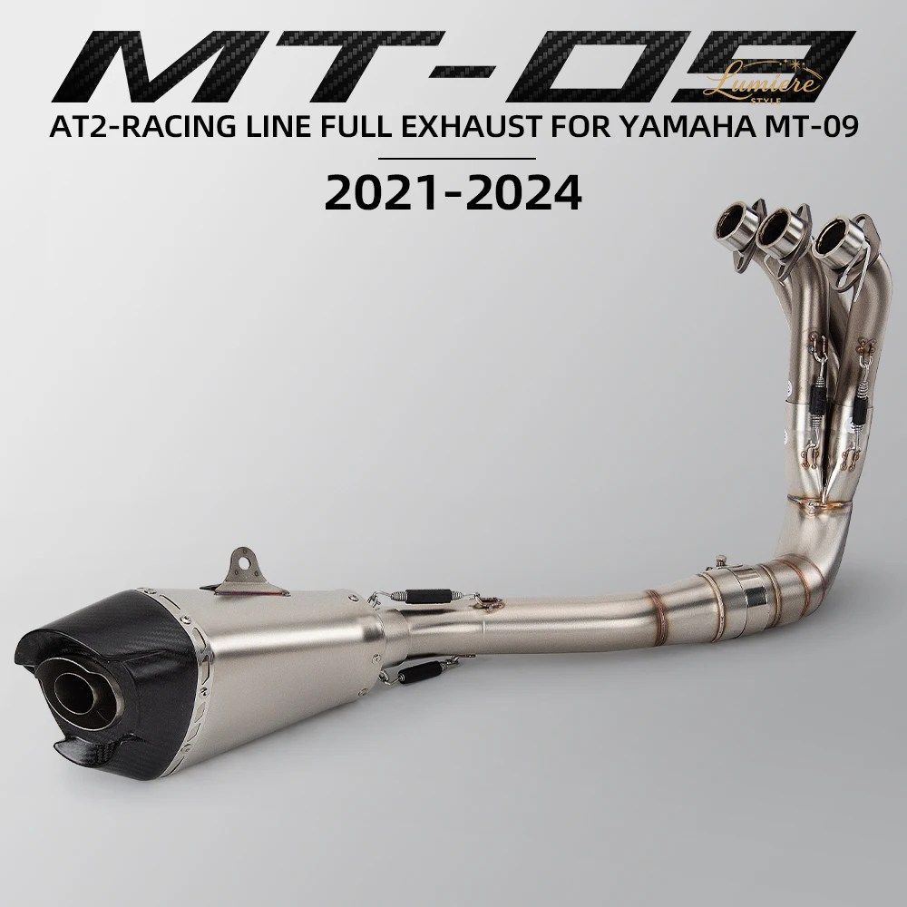 R9 MT09 MT09SP FZ09 XSR900 TRACER 9/GT 2021-2026 RACE AT2 ステンレスマフラー付き フルモーターサイクルシステム エキゾースト フロン