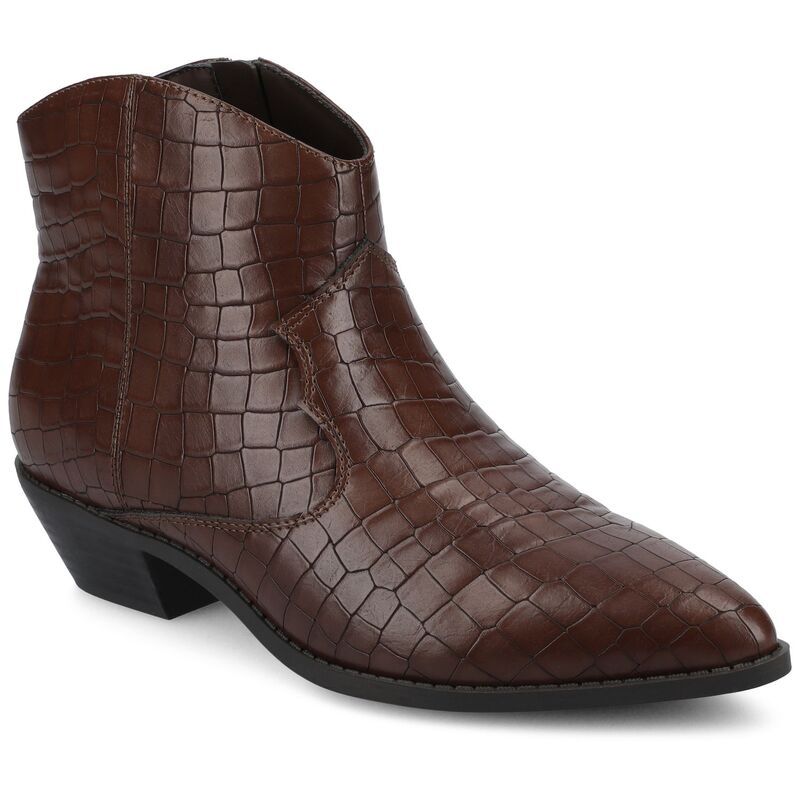 ジャーニー レディース シューズ ブーツ・レインブーツ アンクル Journee Taliah Womens Ankle Booties Croco Brown ブラウン