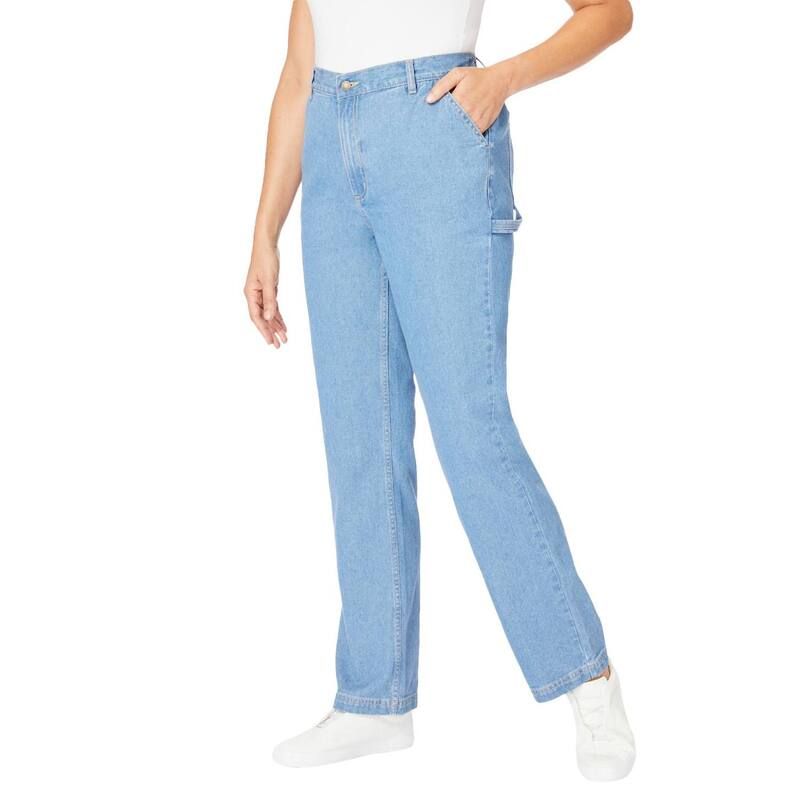 ウーマン ウィズイン レディース ボトムス デニムパンツ プラスサイズ Woman Within Womens Plusize Carpenter Denim Pant Light Stonewash