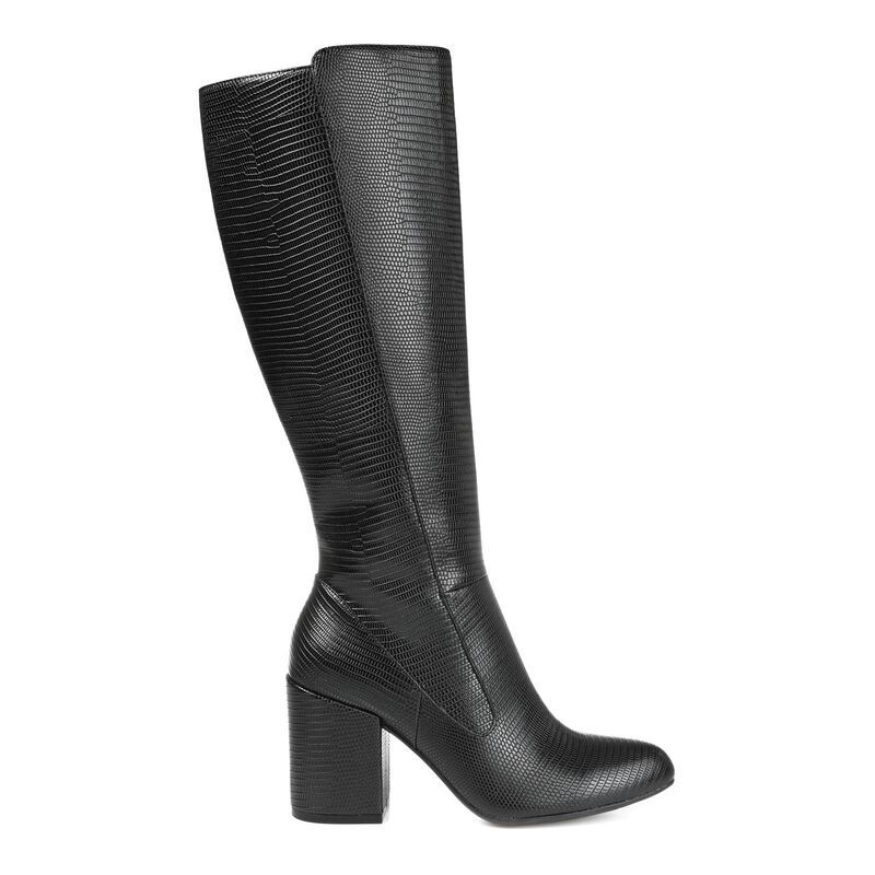 ジュルネ コレクション レディース シューズ ブーツ・レインブーツ Journee Collection Tavia Womens Faux Snakeskin KneeHigh Boots Blac
