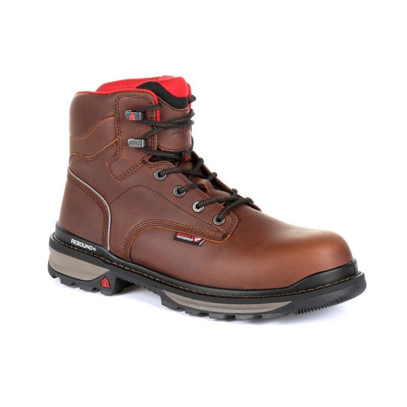 ロッキー メンズ シューズ ブーツ・レインブーツ Rocky Rams Horn Mens Waterproof Composite Toe Work Boots Dark Brown ブラウン