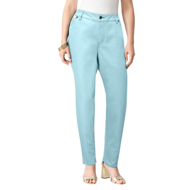 ロアマンズ レディース ボトムス デニムパンツ プラスサイズ プチ Roamans Womens Plusize Petite Invisible Stretch Iconic StraightLeg