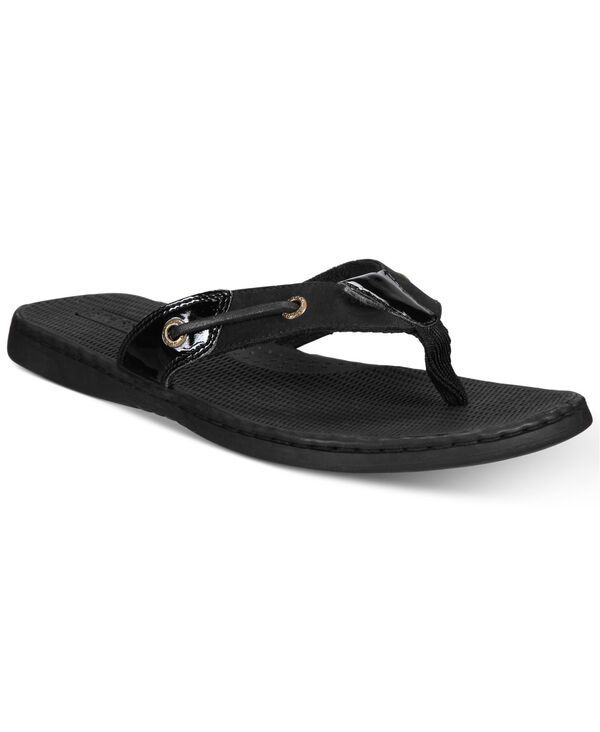 スペリー レディース シューズ サンダル Sperry Womenseafish Flip Flop Sandals Mixed Material Black Patent ブラック
