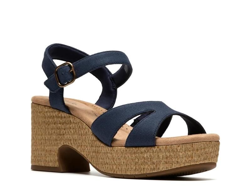 クラークス レディース シューズ サンダル プラットフォーム Clarks Nerisa Twist Platform Sandal Navy ネイビー
