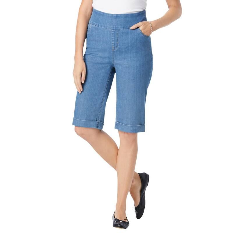 ウーマン ウィズイン レディース ボトムス ハーフパンツ・ショーツ プラスサイズ ショートパンツ デニム ジーンズ Woman Within Plusize PullOn ElasticWaistre