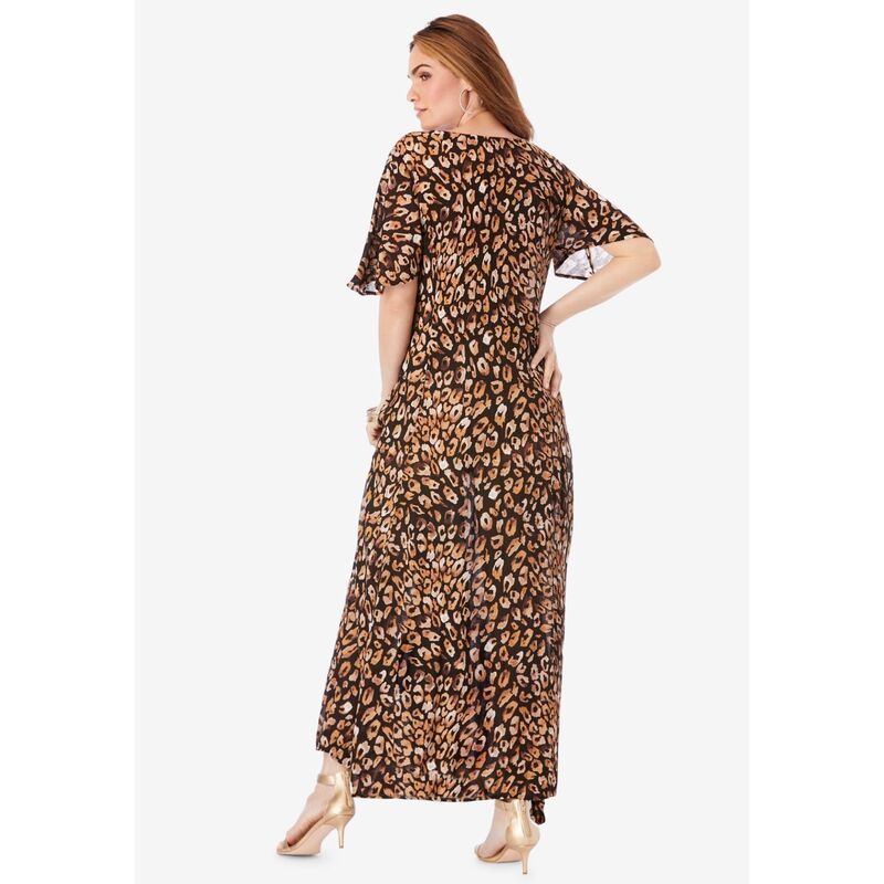 ロアマンズ レディース トップス ワンピース プラスサイズ Roamans Womens Plusize Flutter Sleeve Crinkle Dress Navy Blue Floral ネ