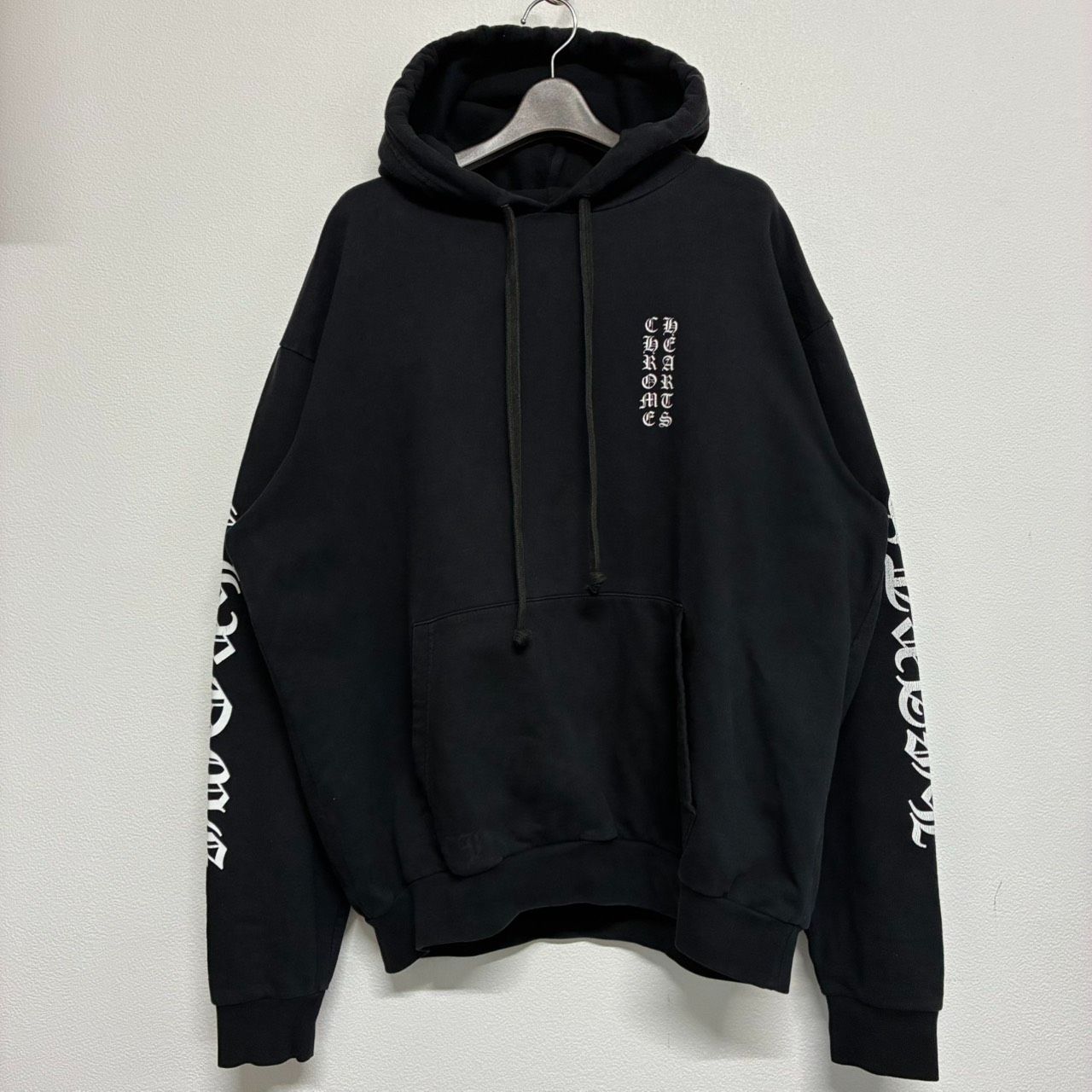 CHROME HEARTS Vertical クロムハーツ バーティカル ロゴ 黒 ブラック フーディー パーカー トップス 長袖 アウター メンズ レディース Lサイズ 美品 2534