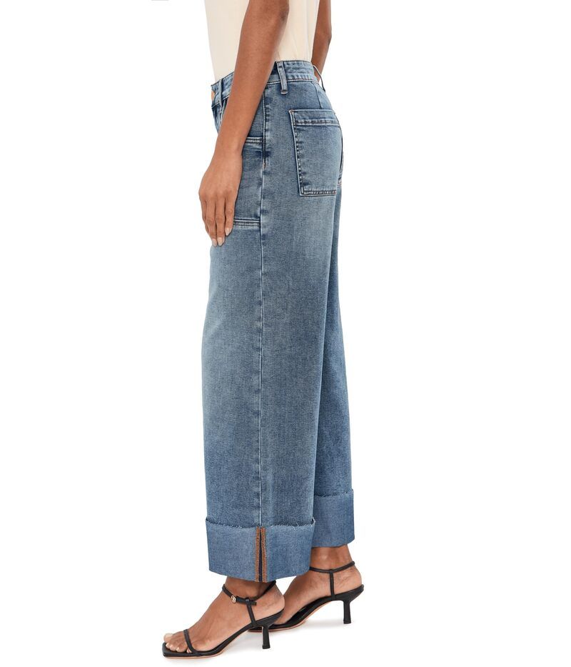 カットフロムザクロス レディース ボトムス デニムパンツ KUT from the Kloth Meg HighRise Wide Legs Roll Up Hem in Witted｜カジュアルパンツ
