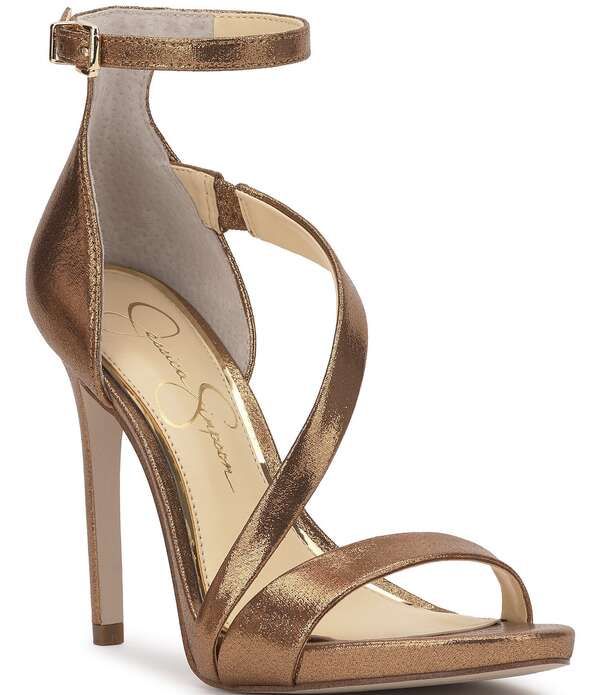ジェシカシンプソン レディース シューズ サンダル トール アンクル Jessica Simpson Rayli Metallic Fabric Ankle Wrap Stiletto Dressan