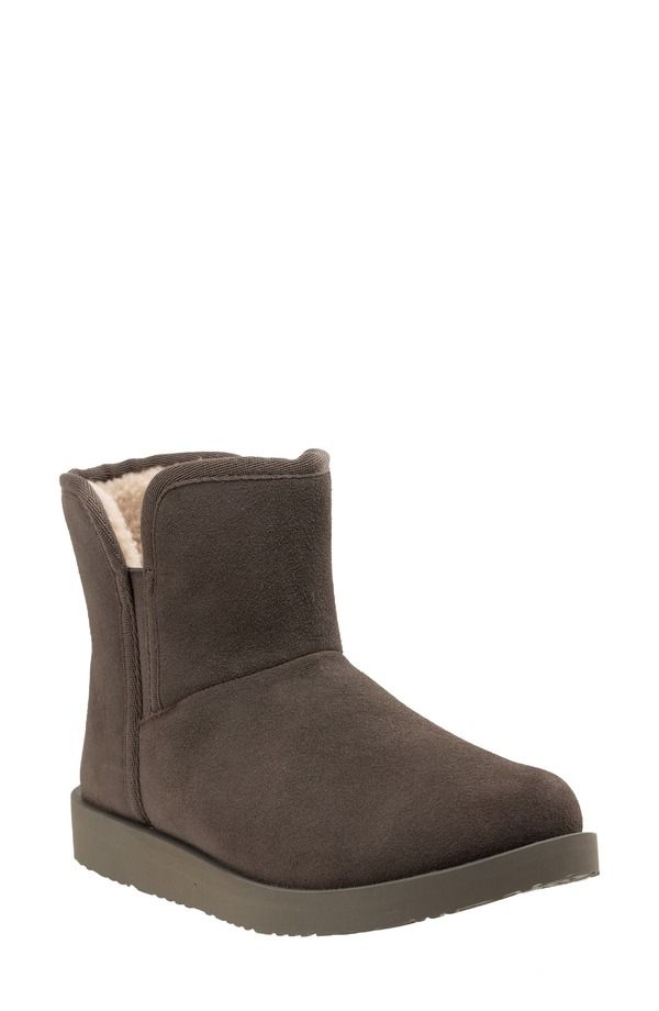 レヴィタライン レディース シューズ サンダル ブーツ レザー Revitalign Fireside Faux Fur Lined Leather Bootie Slipper Dark Charc