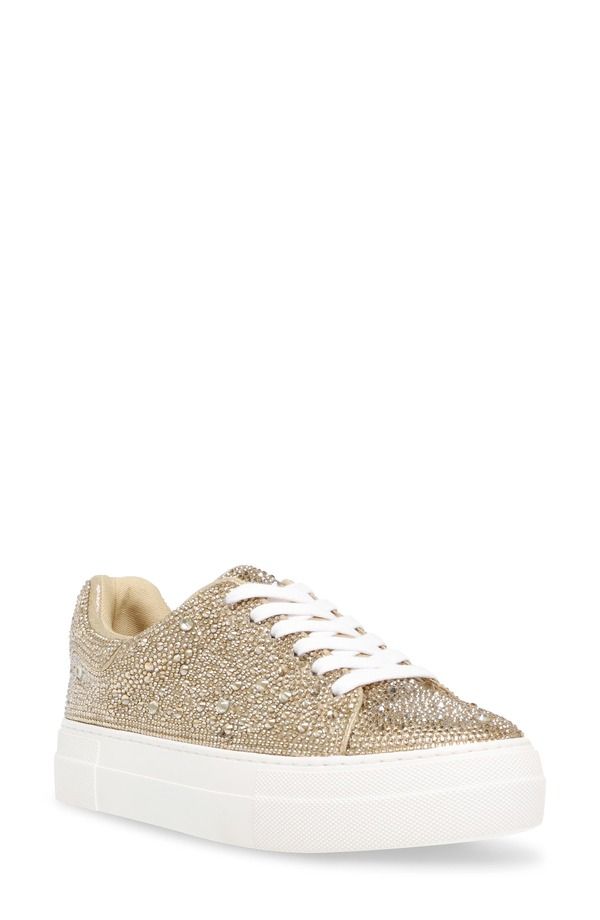 ベッツィジョンソン レディース シューズ スニーカー プラットフォーム Betsey Johnson Sidny Crystal Pav Platform Sneaker Light Gold ゴール