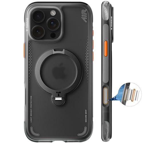 TORRAS Ostand Q3 Air iPhone 16 Pro 6.3 インチ 用 ケース【エアバッグ 超強保護・米軍 MIL規格 】リング スタンド MagSafe対応 360°定点回転 縦横両対応 MagSafe対応 ワイヤレス充電 58c84b1e