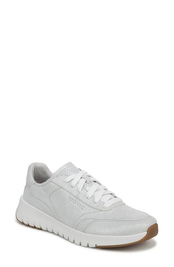 バイオニック レディース シューズ スニーカー トール スエード Vionic Uptown Metallic Suede Sneaker Silver シルバー