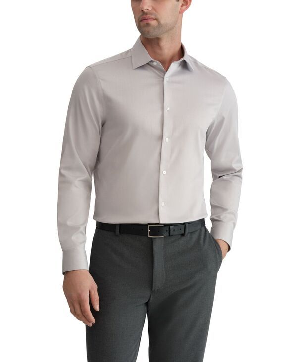 【送料無料】 カルバンクライン メンズ シャツ トップス Mens Solid RegularFit Stretch Dress Shirt Gray