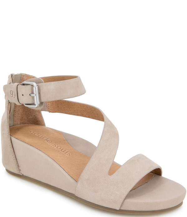 ジェントルソウルズ レディース シューズ サンダル アシンメトリー スエード Gentle Souls Gwenubuck Suede Asymmetric Strap Wedge Sandals M