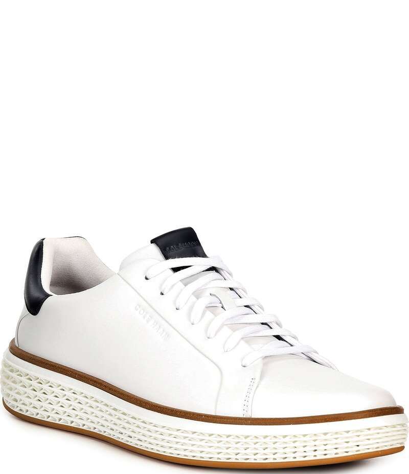 コールハーン メンズ シューズ ドレスシューズ スニーカー レザー Cole Haan Mens GrandPro Court SKYWEAVE Leather Sneakers Optic Whit