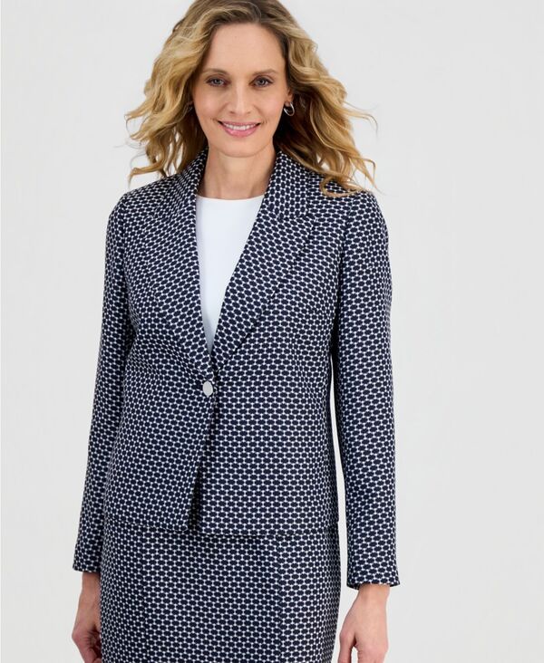 カスパール レディース アウター ジャケット・ブルゾン プチ ブレザー Kasper Womens Jacquard PeakLapel Blazeregular Petite Kasper Navy