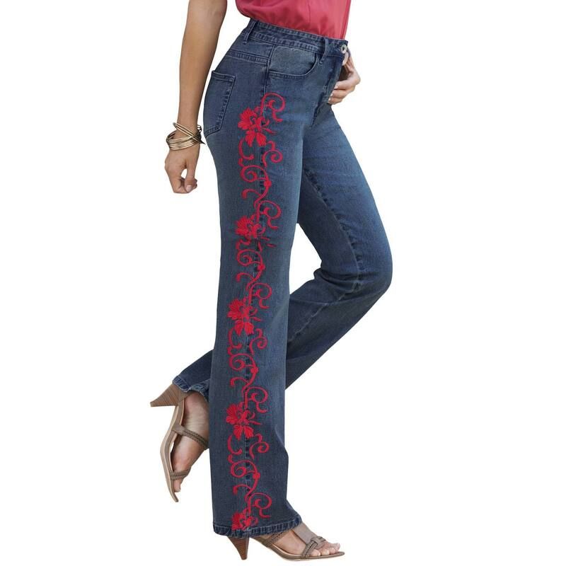 ロアマンズ レディース ボトムス デニムパンツ プラスサイズ Roamans Womens Plusize Whitney Jean With Invisible Stretch Vivid Red