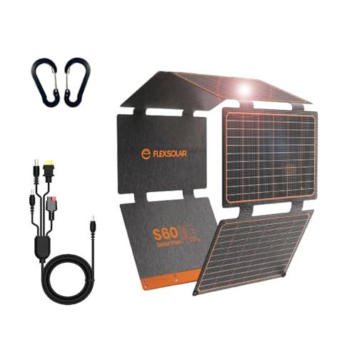 FlexSolar 60W 折り畳み式ソーラーパネル USB-C/USB-A/DC出力 ソーラー 充電器チャージャー IP67防水 防塵地震 災害時 停電対策 アウトドアPhone/Pad/Laptop/Android対応★m 70d7213c