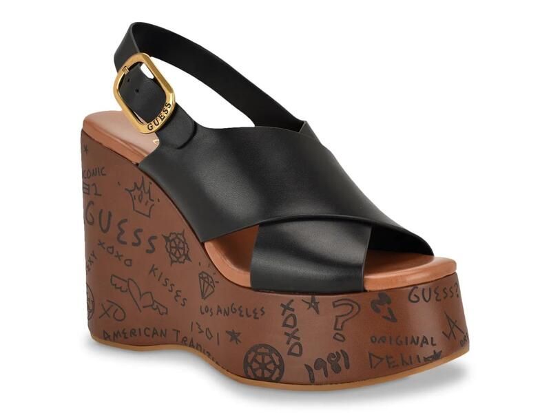 ゲス レディース シューズ サンダル GuessYarisel Wedge Sandal Black ブラック