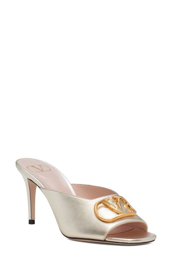 ヴァレンティノ レディース シューズ サンダル トール ロゴ Valentino Garavani VLOGO Signature Metallic Sandal Platinum メタリック