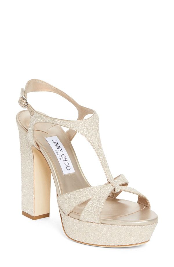 ジミーチュー レディース シューズ サンダル プラットフォーム Jimmy Choo Kesia Glitter Platform Sandalight Soft Gold ゴールド