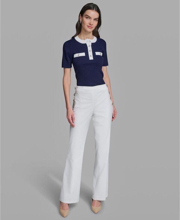 カール ラガーフェルド レディース ボトムス カジュアルパンツ KARLAGERFELD PARIS Womens WideLeg MidRise Sailor Pantsoft White ホワイト