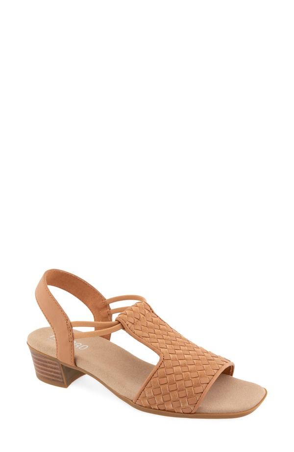 ムンロー レディース シューズ ヒール サンダル Munro Susan Sling Back Sandal Tan Woven Leather タン