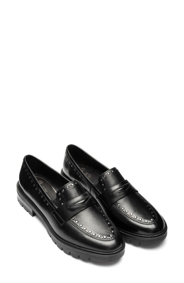 アラ レディース シューズ スリッポン・ローファー ara Cardiff Studded Penny Loafer Black ブラック