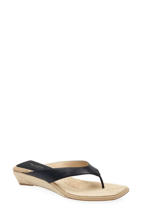 ラグアンドボーン レディース シューズ サンダル rag bone Jo Espadrille Wedge Flip Flop Black Beige ブラック