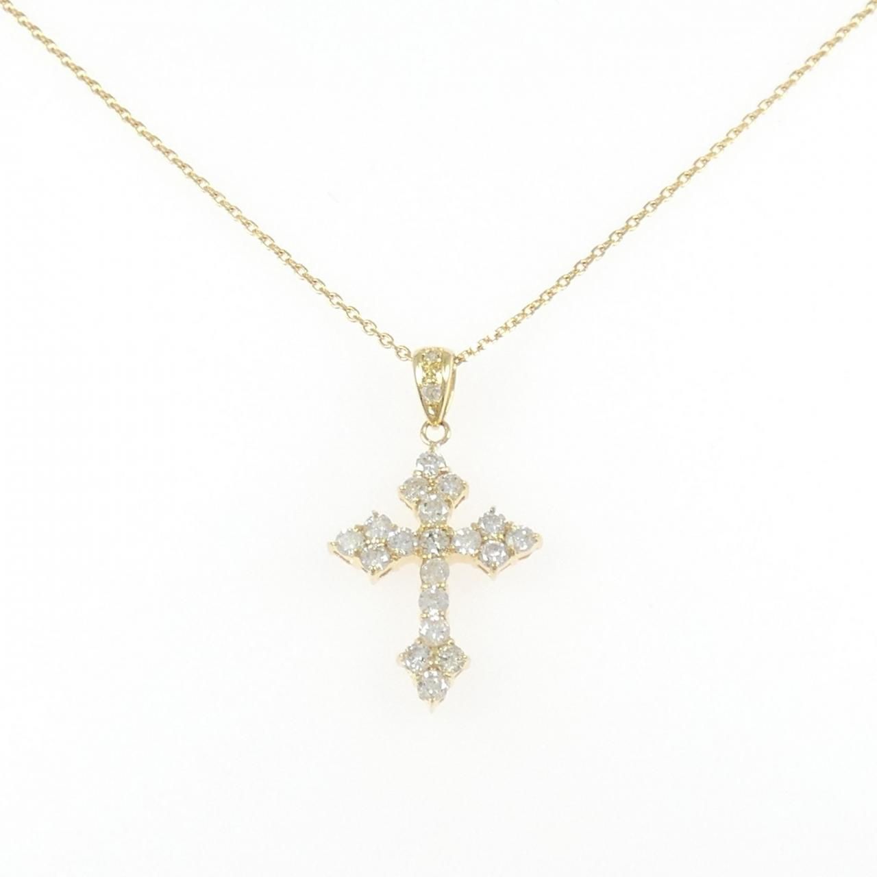 K18YG クロス ダイヤモンド ネックレス 0.50CT