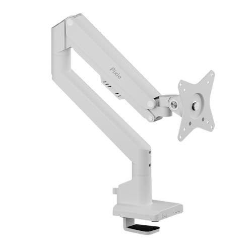 R◆Pixio PS1S Wave White モニターアーム 白 ホワイト シングル 大型 上下 左右 32インチ 24インチ 27インチ パステルカラー a6eda2de